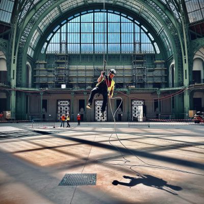 Grand Palais JO Paris travaux sur corde